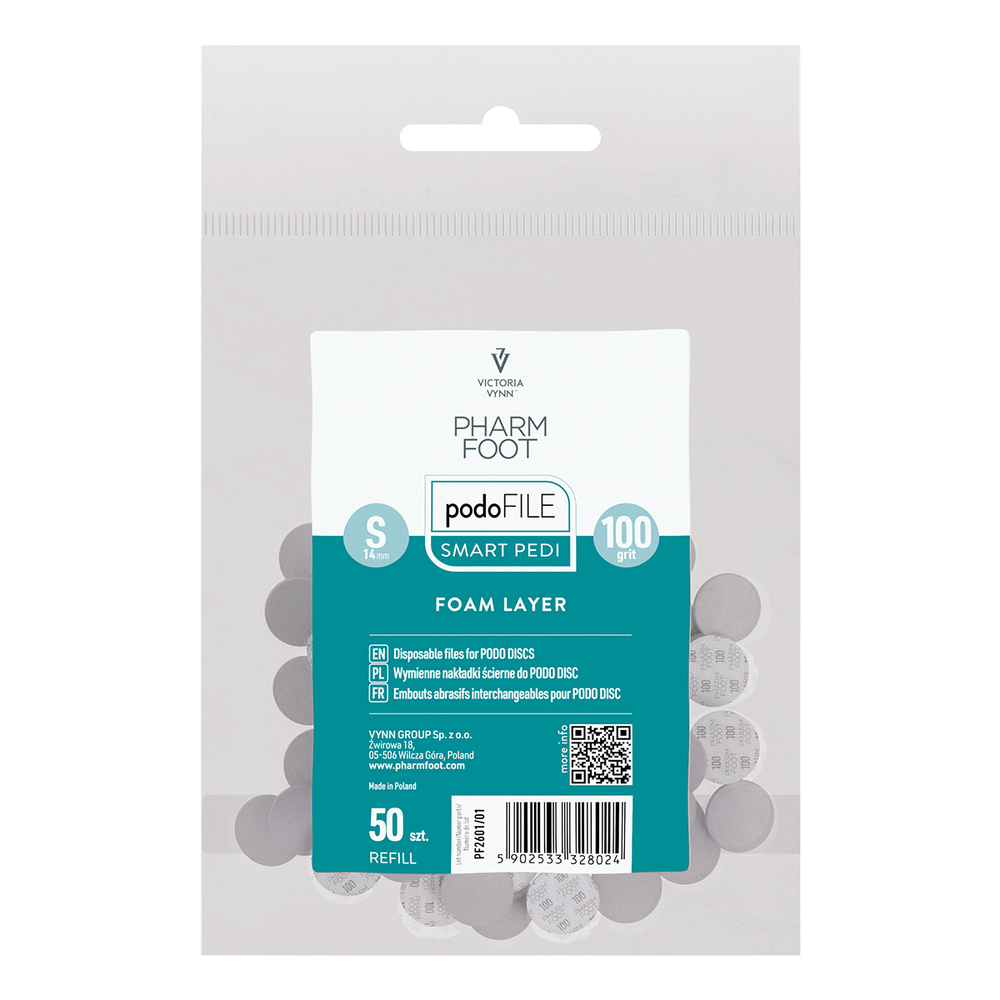 Pharm Foot Podo File Foam Layer 100 S Wymienne Nakładki Ścierne Na Podo Disc 50 szt. - Refill Woreczek