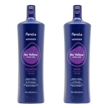 Fanola Zestaw Wonder No Yellow Szampon Do Włosów Blond 1000 ml + Maska 1000 ml