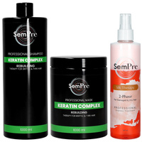 Sempre Zestaw Keratin Complex Szampon 1000 ml + Maska 1000 ml + Silk Therapy Odżywka Dwufazowa 285 ml
