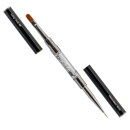 Excellent PRO Pędzelek 2in1 z Cyrkoniami Long Oval #4 Deco #9
