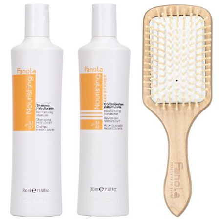 Fanola Zestaw Nourishing Szampon 350 ml + Odżywka 350 ml + Szczotka 