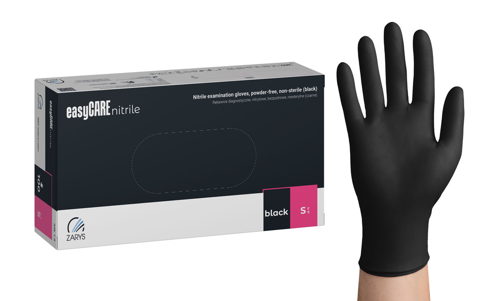 Zarys Easy Care Rękawice Czarne Nitrylowe S 100 szt.