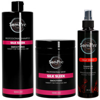 Sempre Zestaw Silk Sleek Szampon 1000 ml + Maska 1000 ml + Heat Shield Spray Termoochronny 285 ml