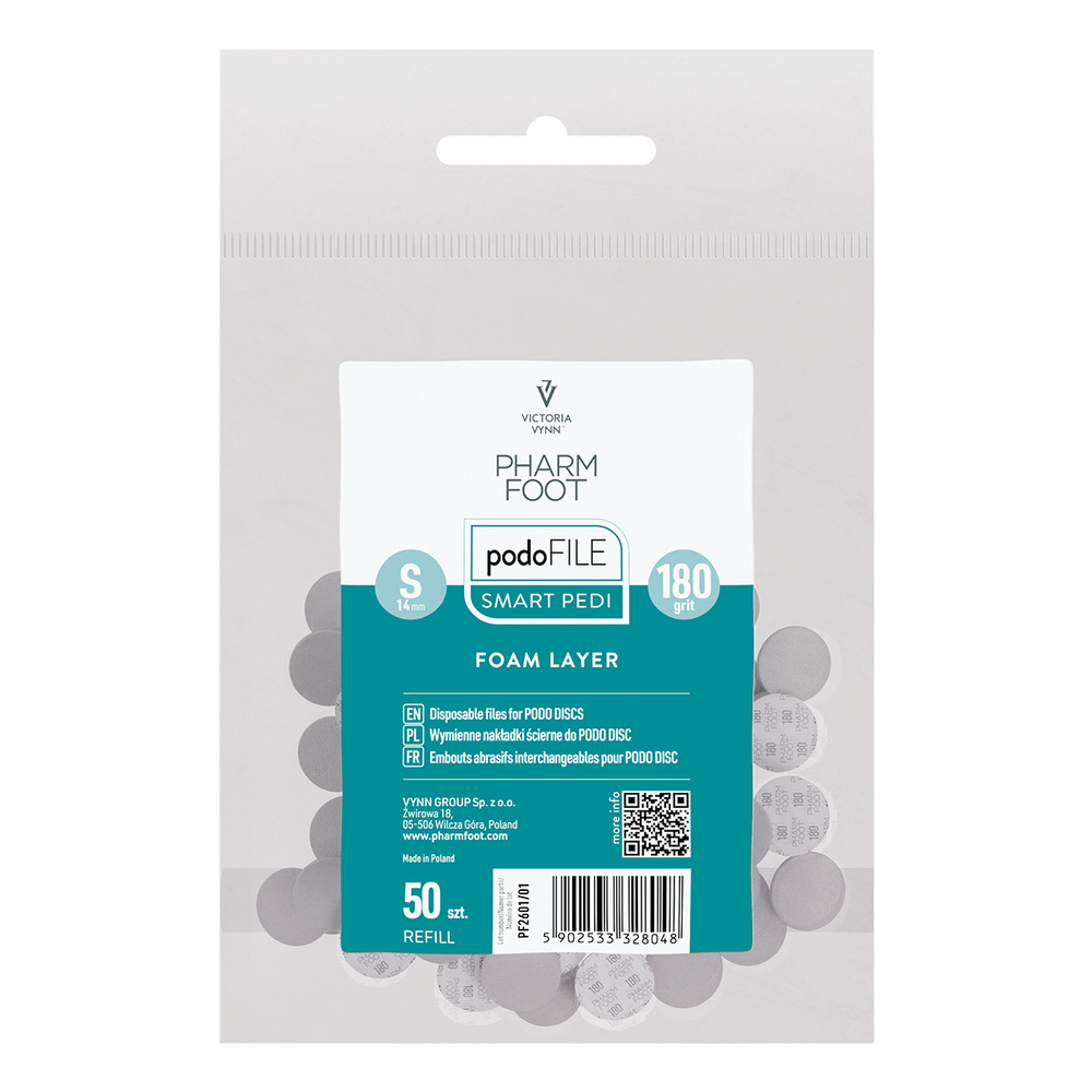 Pharm Foot Podo File Foam Layer 180 S Wymienne Nakładki Ścierne Na Podo Disc 50 szt. - Refill Woreczek