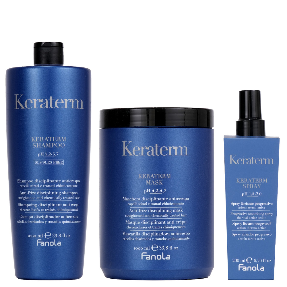 Fanola Zestaw Keraterm Szampon 1000 ml + Maska 1000 ml + Spray 200 ml 