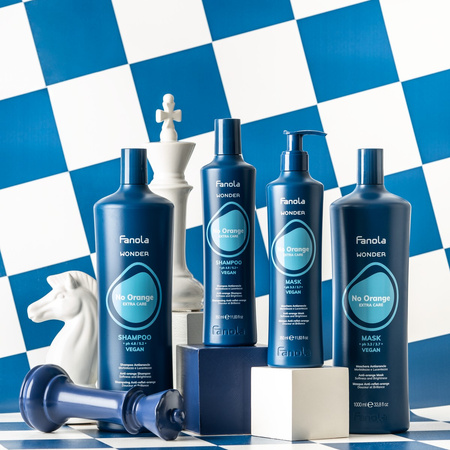 Fanola Zestaw Wonder No Orange Szampon Neutralizujący Ciepłe Tony 350 ml + Maska 350 ml