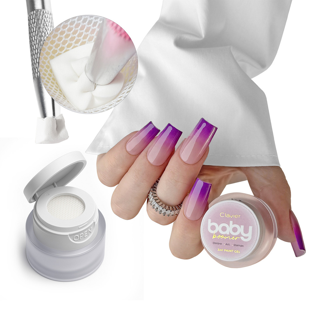 Clavier Baby Boomer Żel 3w1 Ombre Art Stamps R12 Plum 3g