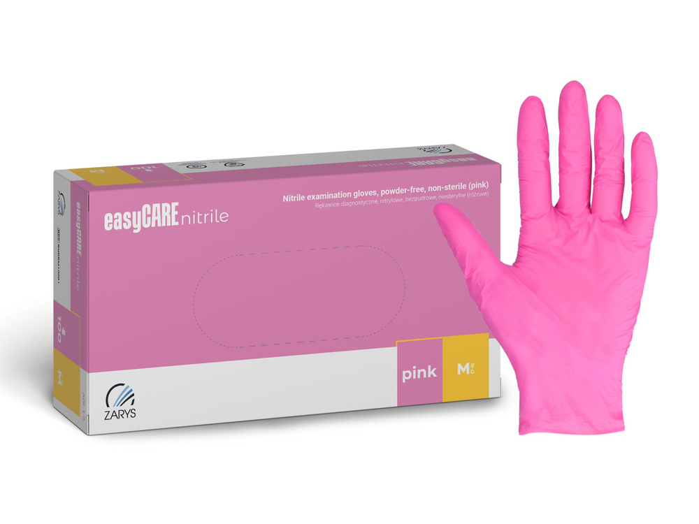 Zarys Easy Care Rękawice Różowe Nitrylowe M 100 szt.