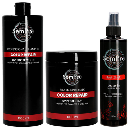 Sempre Zestaw Color Repair Szampon 1000 ml + Maska 1000 ml + Heat Shield Spray Termoochronny 285 ml