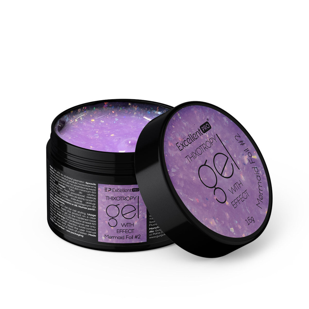Excellent PRO Thixotropy Gel With Effect Mermaid Foil 2 Żel do paznokci 15g