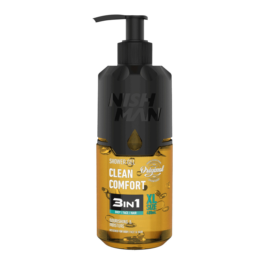 Nishman Shower Gel Clean Comfort Żel Pod Prysznic 3w1 Do Ciała Twarzy i Włosów 480 ml
