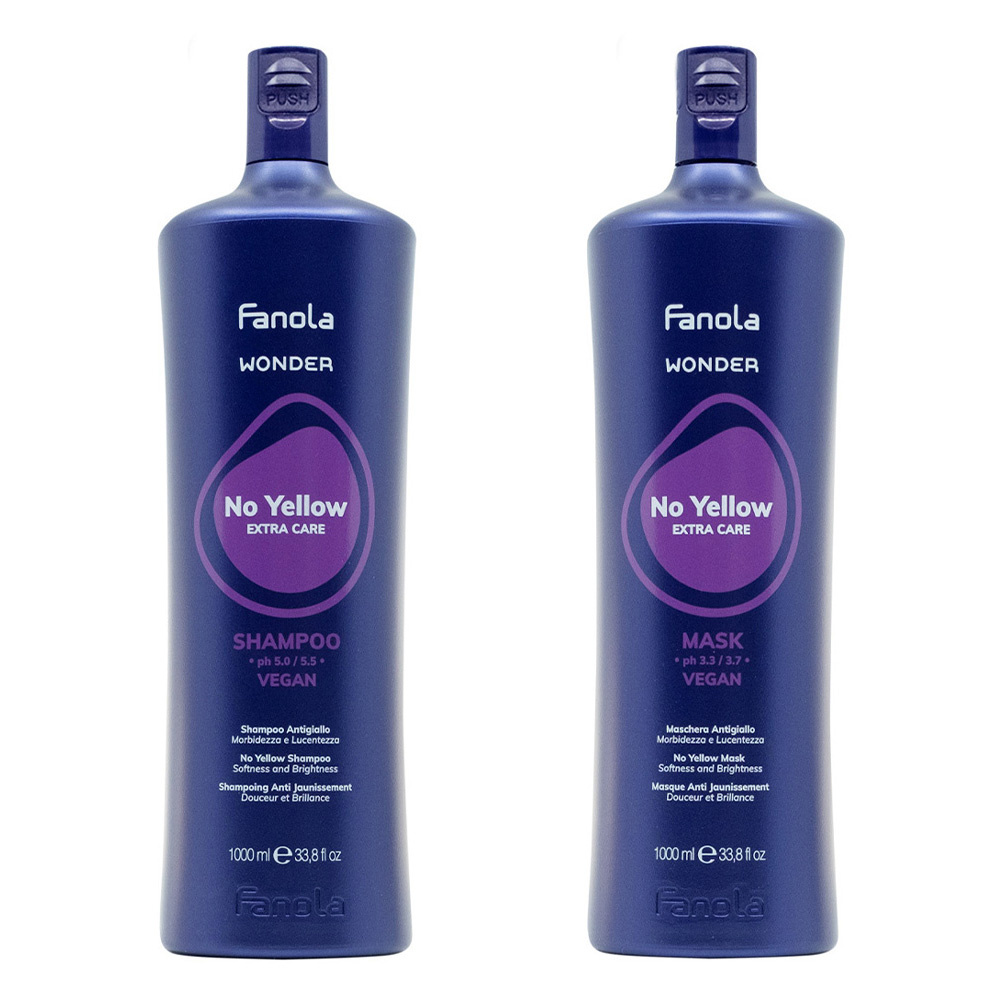 Fanola Zestaw Wonder No Yellow Szampon Do Włosów Blond 1000 ml + Maska 1000 ml