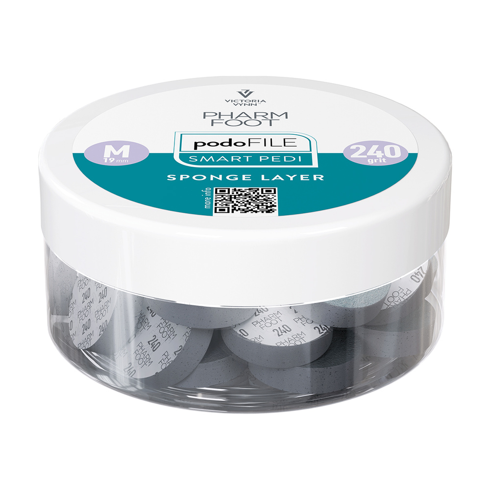 Pharm Foot Podo File Sponge Layer 240 M Wymienne Nakładki Ścierne Na Podo Disc 25 szt. - Słoik