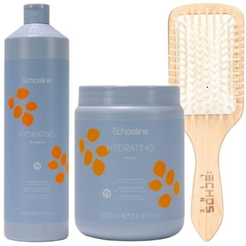 Echosline Zestaw Hydrating Szampon 1000 ml + Maska 1000 ml + Szczotka 