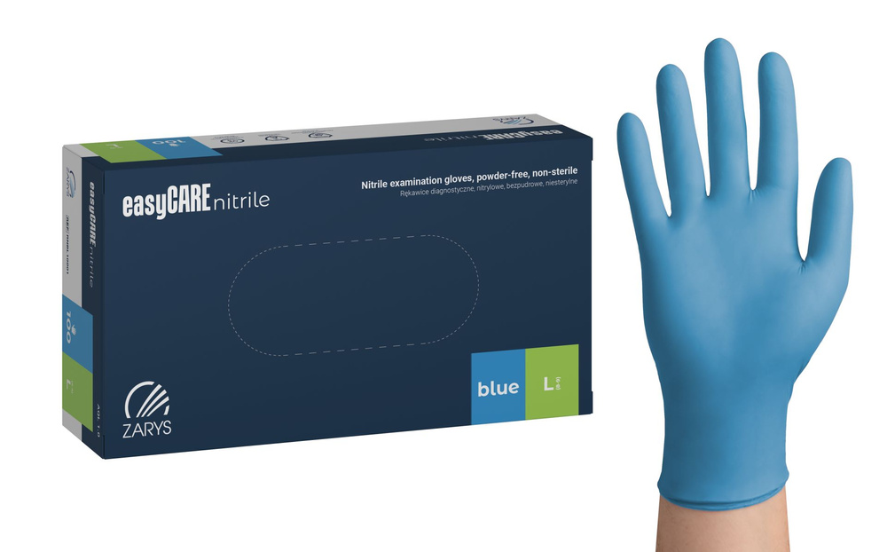 Zarys Easy Care Rękawice Niebieskie Nitrylowe L 100 szt.