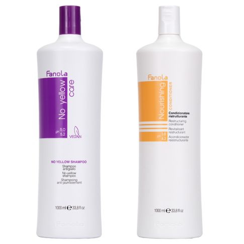 Fanola Zestaw Szampon No Yellow 1000 ml + Odżywka Nourishing 1000 ml