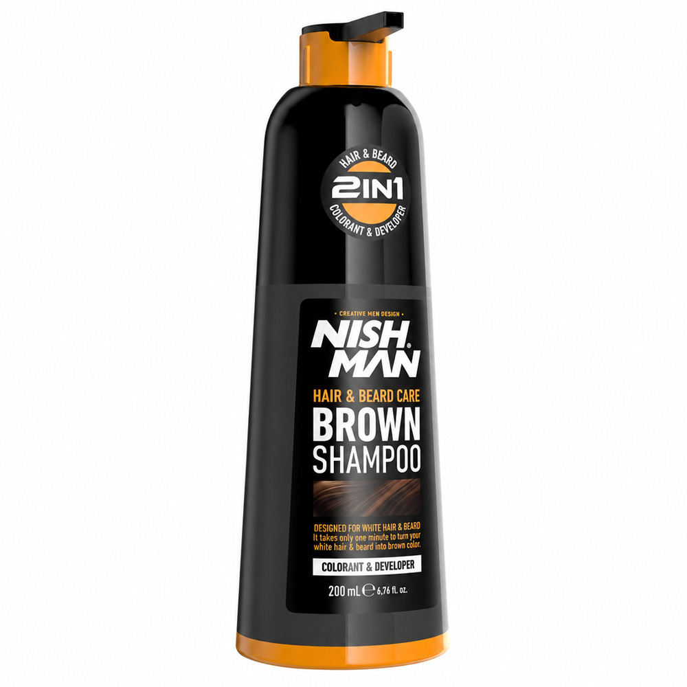 Nishman Hair & Beard Brown Shampoo Szampon Koloryzujący do Włosów i Brody Brązowy 200 ml