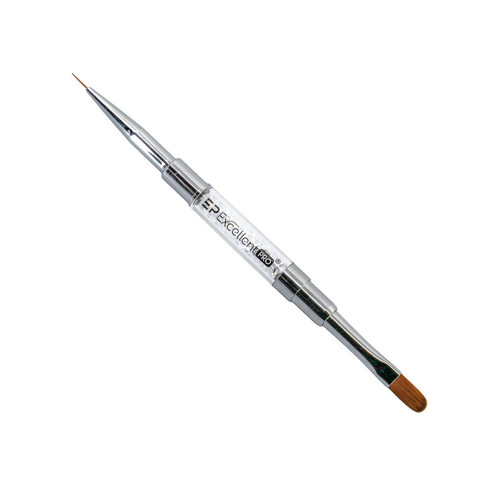 Excellent PRO Pędzelek do paznokci 2in1 z cyrkoniami longbrush
