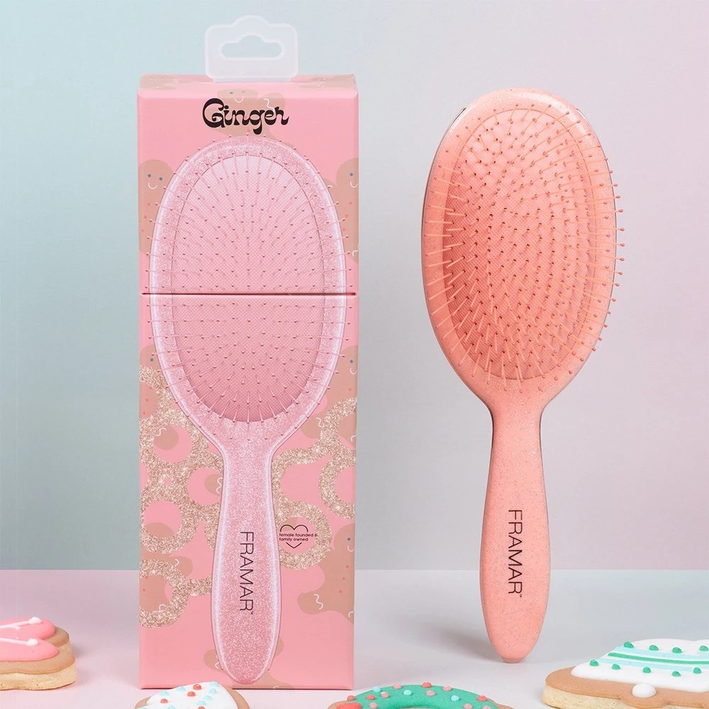 Framar Cookie Cutter Ginger Szczotka Do Rozczesywania Łososiowy Róż Z Brokatem