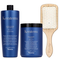 Fanola Zestaw Keraterm Szampon 1000 ml + Maska 1000 ml + Szczotka 