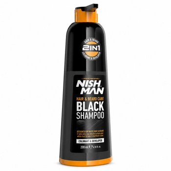 Nishman Hair & Beard Black Shampoo Szampon Koloryzujący do Włosów i Brody Czarny 200 ml